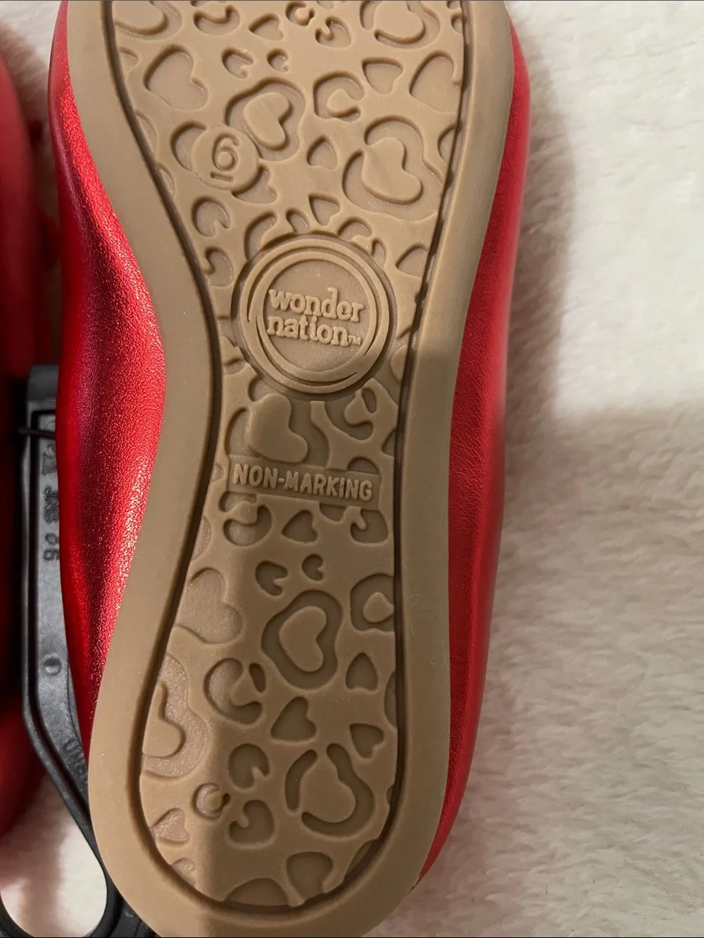 wonder nation Shiny Red Girls' Mary Jane Flats with Bow